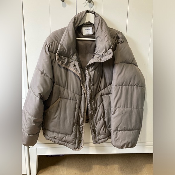 Oversized Taupe Puff Jacket - Picture 2 of 4